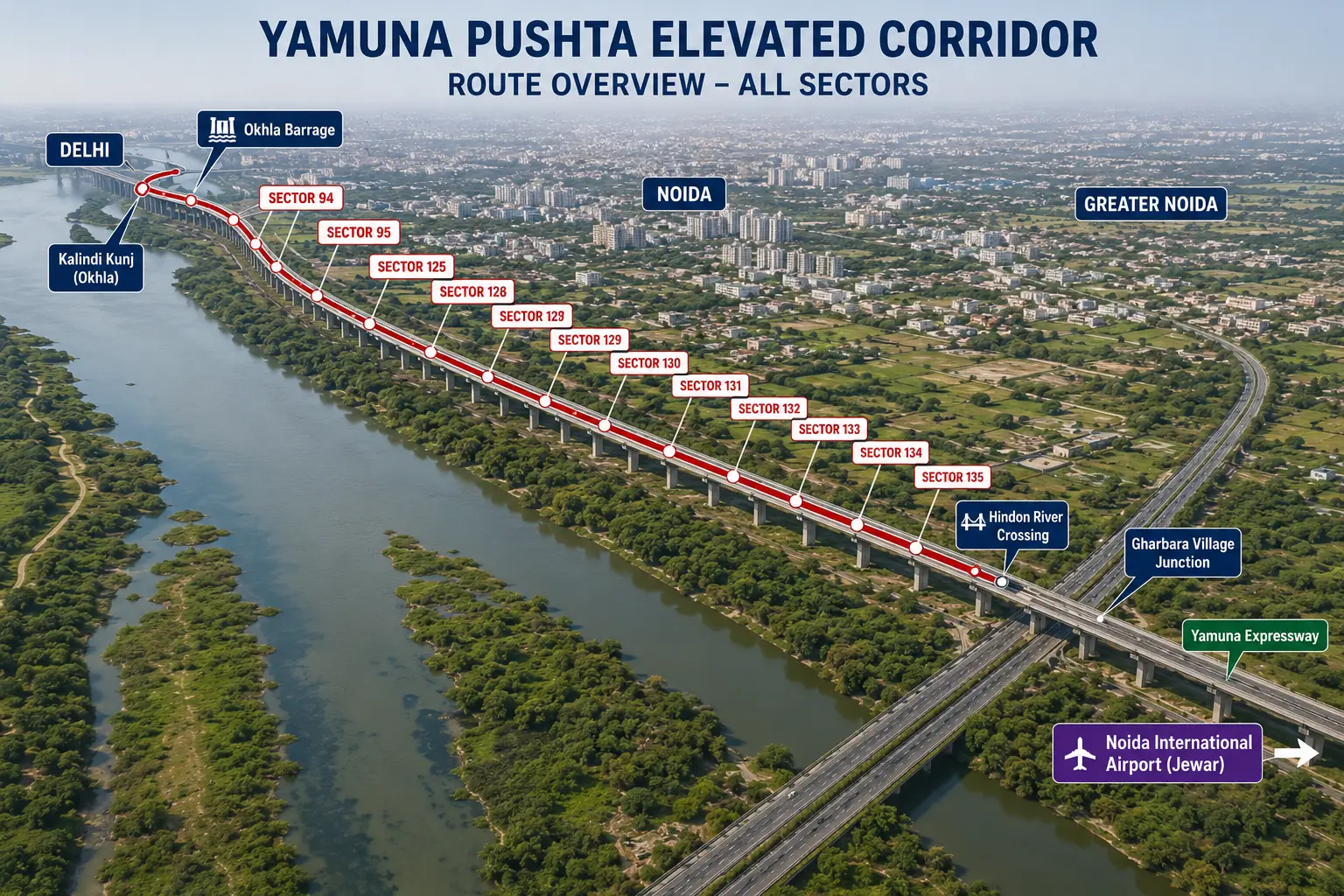 Yamuna Pushta Elevated Corridor: Route, Delhi–Jewar Connectivity & Current Status