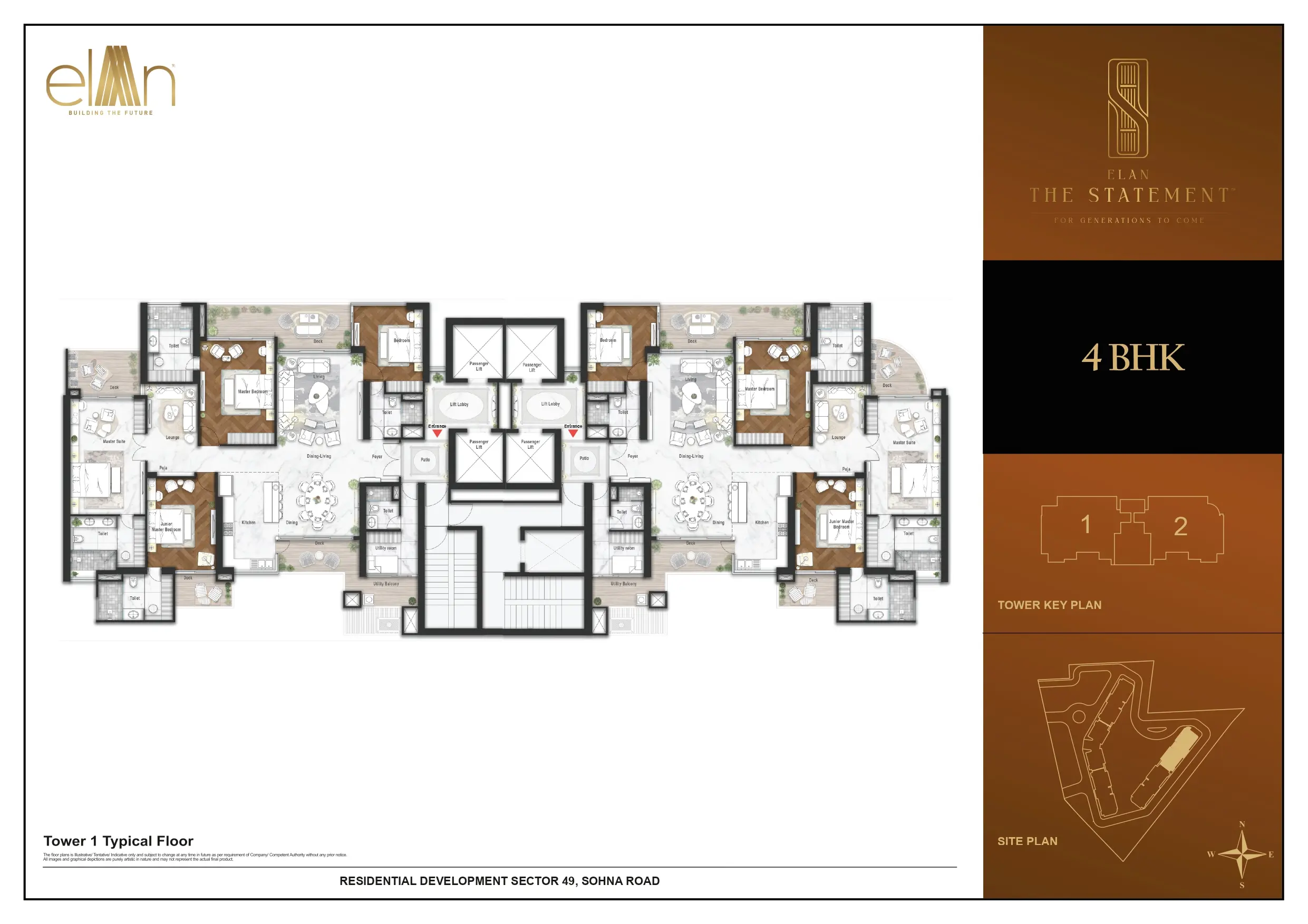 4BHK Typical Floor Plan Of Elan The Statement2