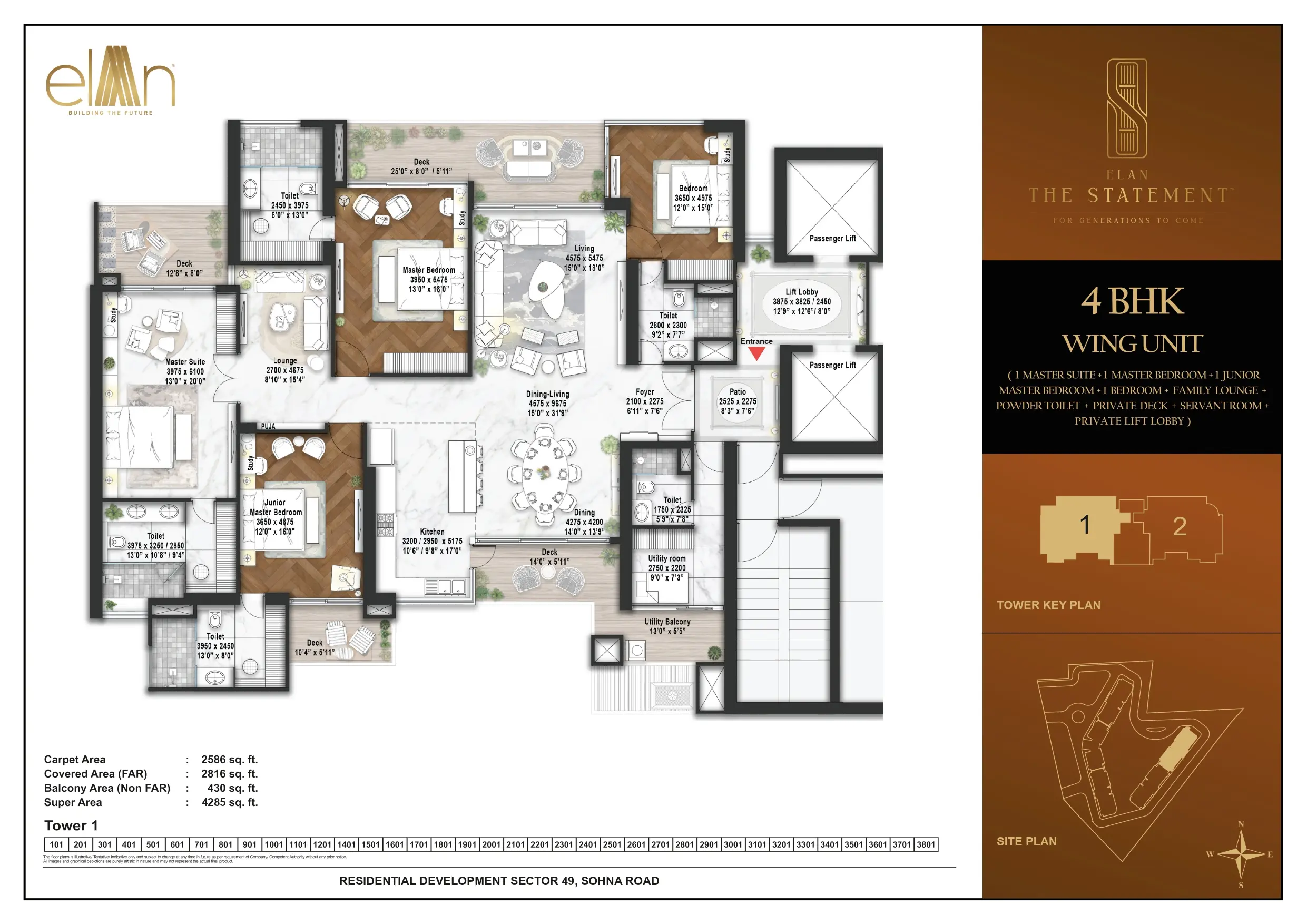 4 BHK Type 1 Floor Plan Of Elan The Statement3