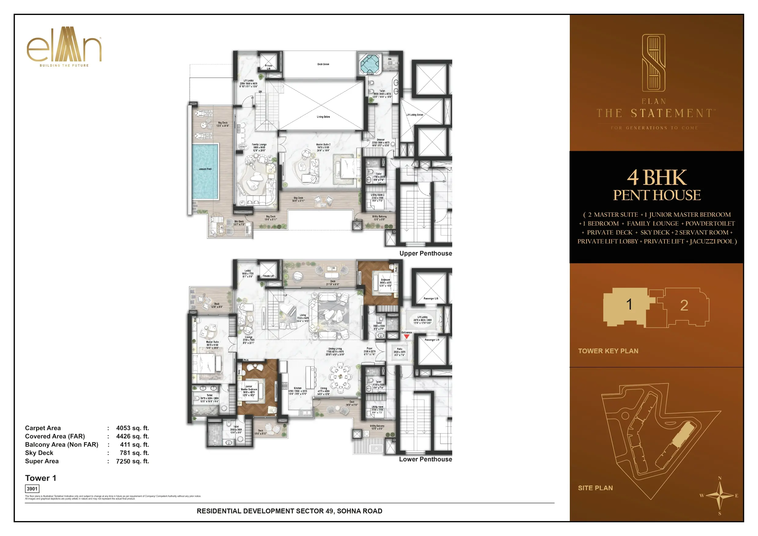4 BHK Penthouse Tpe 1 Floor Plan Of Elan The Statement5