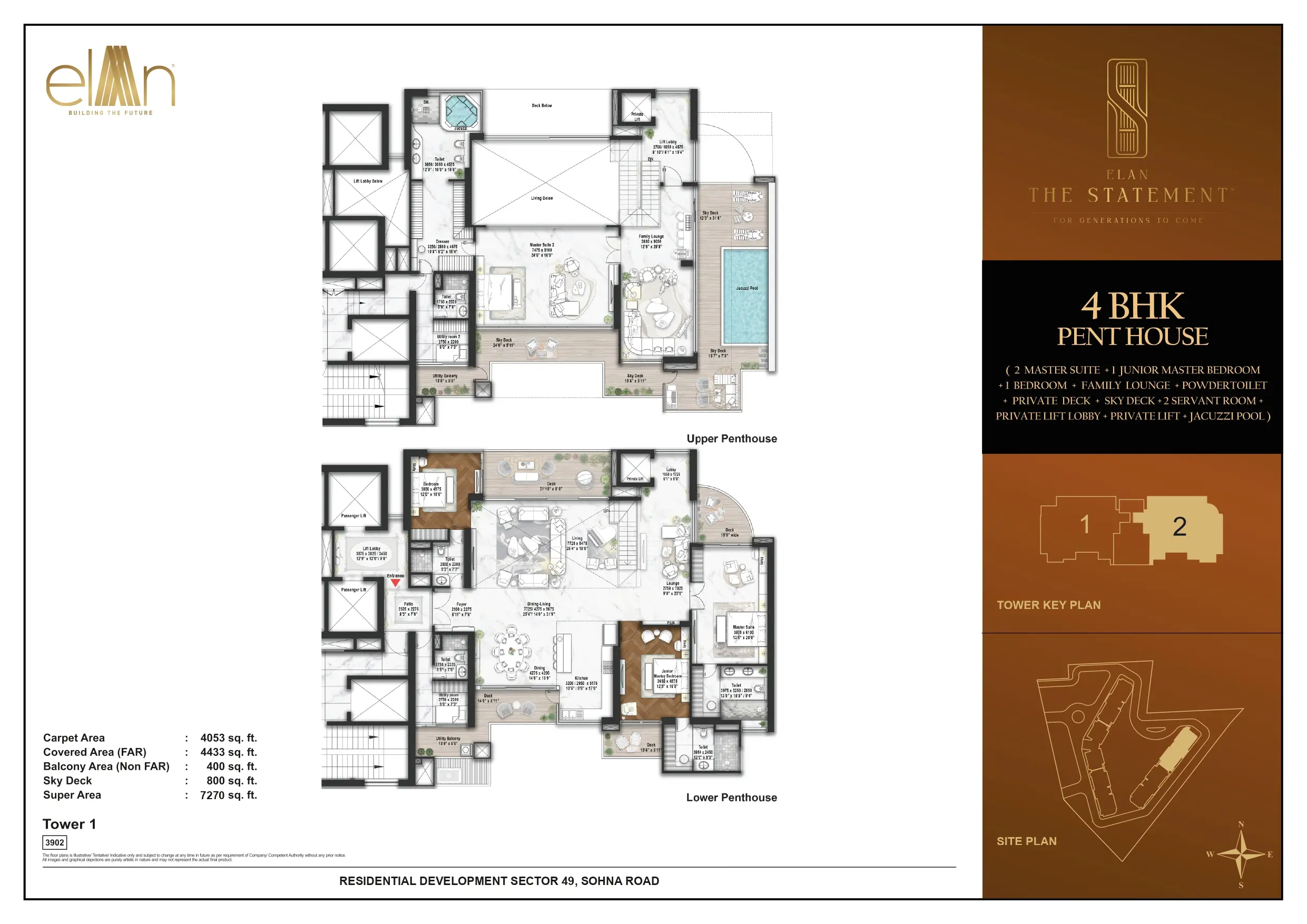 4BHK Penthouse Type 2 Floor Plan Of Elan The Statement6