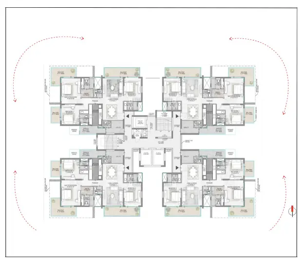 3BHK Typical Floor Plan of M3M Opus2