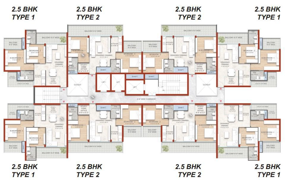 2.5BHK Typical Floor Plan of Smartworld Nature's Court Manesar1