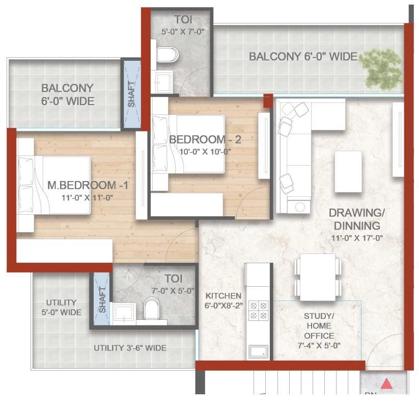2.5BHK Type 1 Floor Plan Of  M3M Forestia East Manesar2
