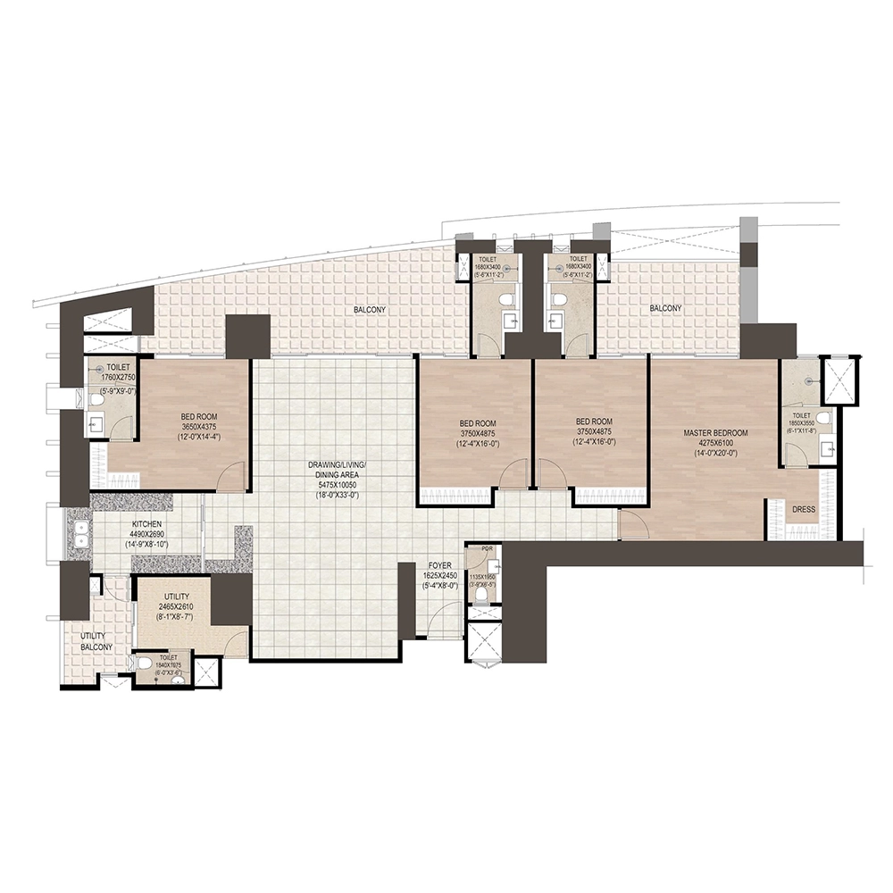 4BHK Floor Plan Of DLF Privana North1