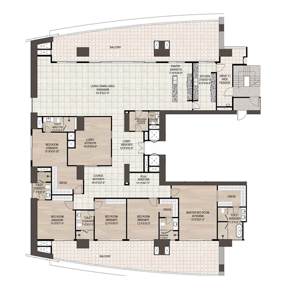 5BHK Floor Plan Of DLF Privana North2