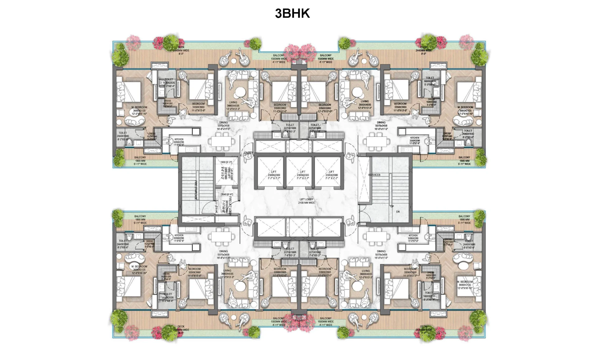 3BHK Floor Plan Of Smartworld Residences By Elie Saab1