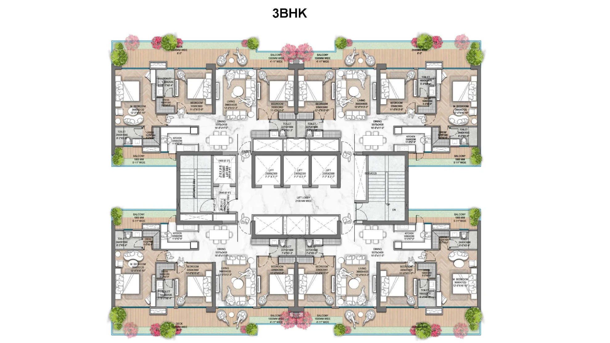3BHK Typical Floor Plan Of M3M Jacob And Co Branded Residences1
