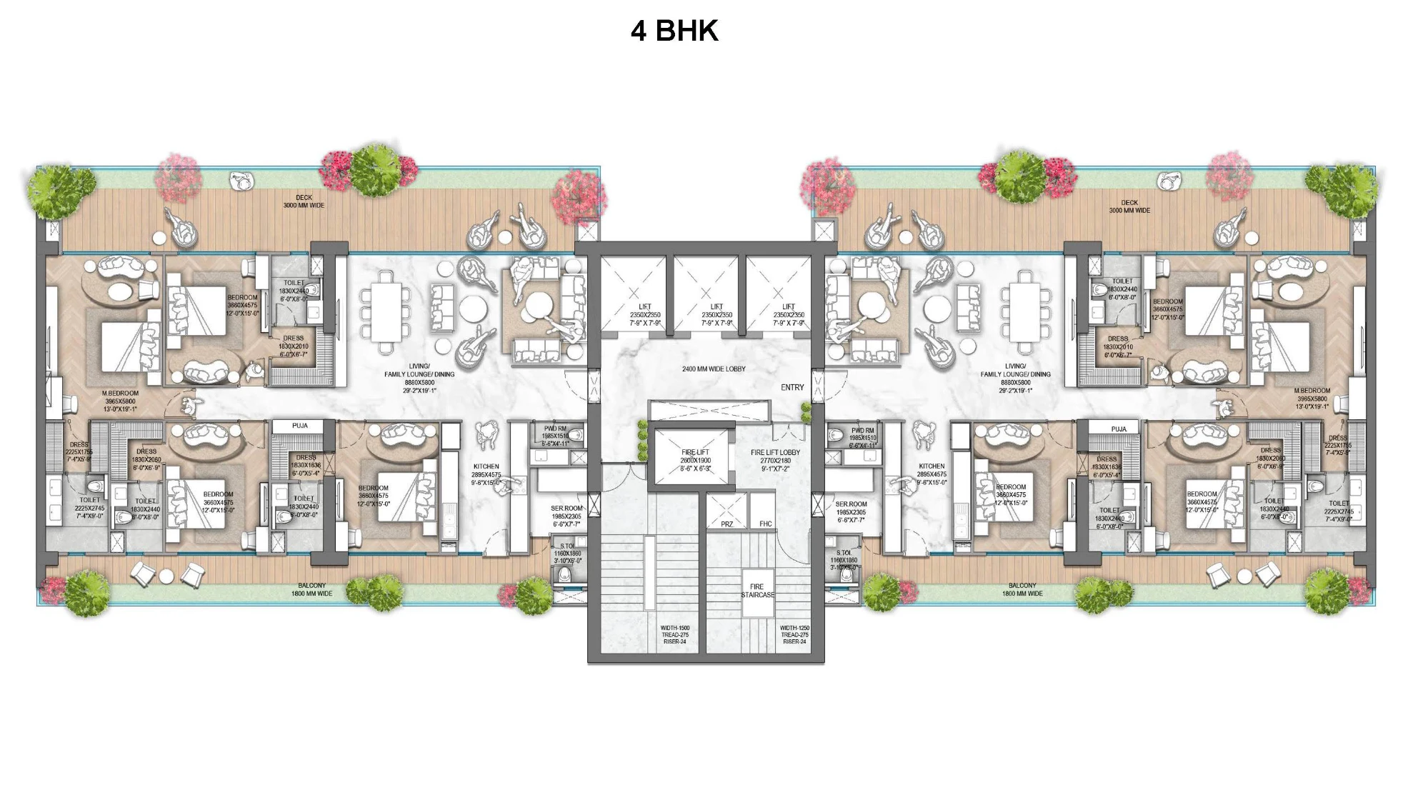 4BHK Typical Floor Plan Of M3M Jacob And Co Branded Residences2