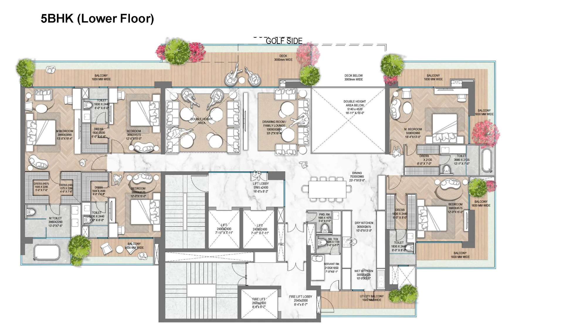 5BHK Lower Floor Plan Of M3M Jacob And Co Branded Residences3