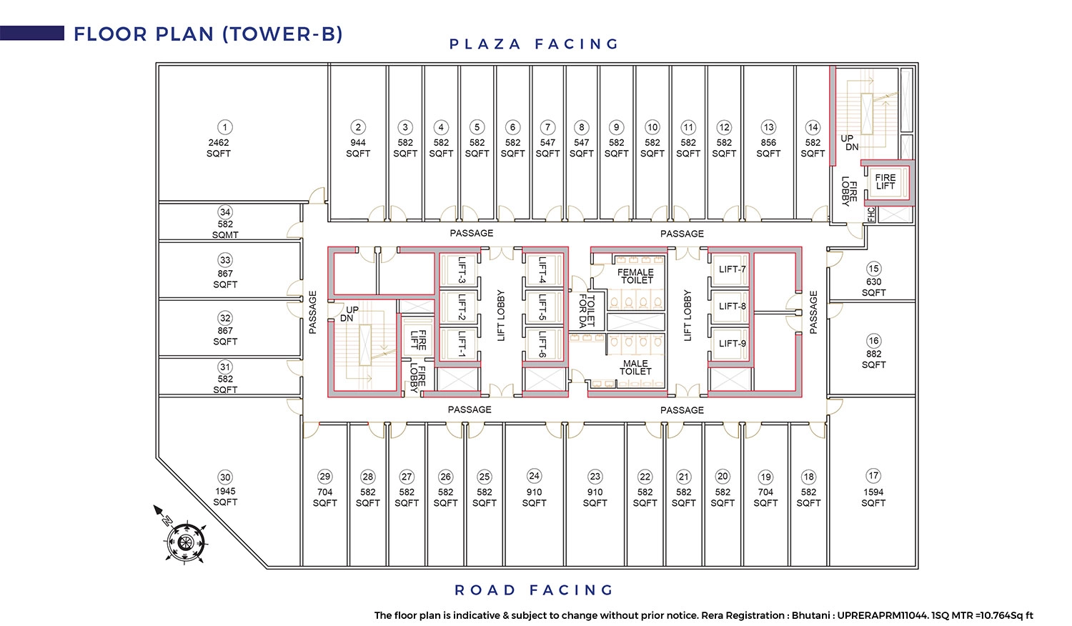 Tower B Typical Floor Plan Bhutani Cyberthum2