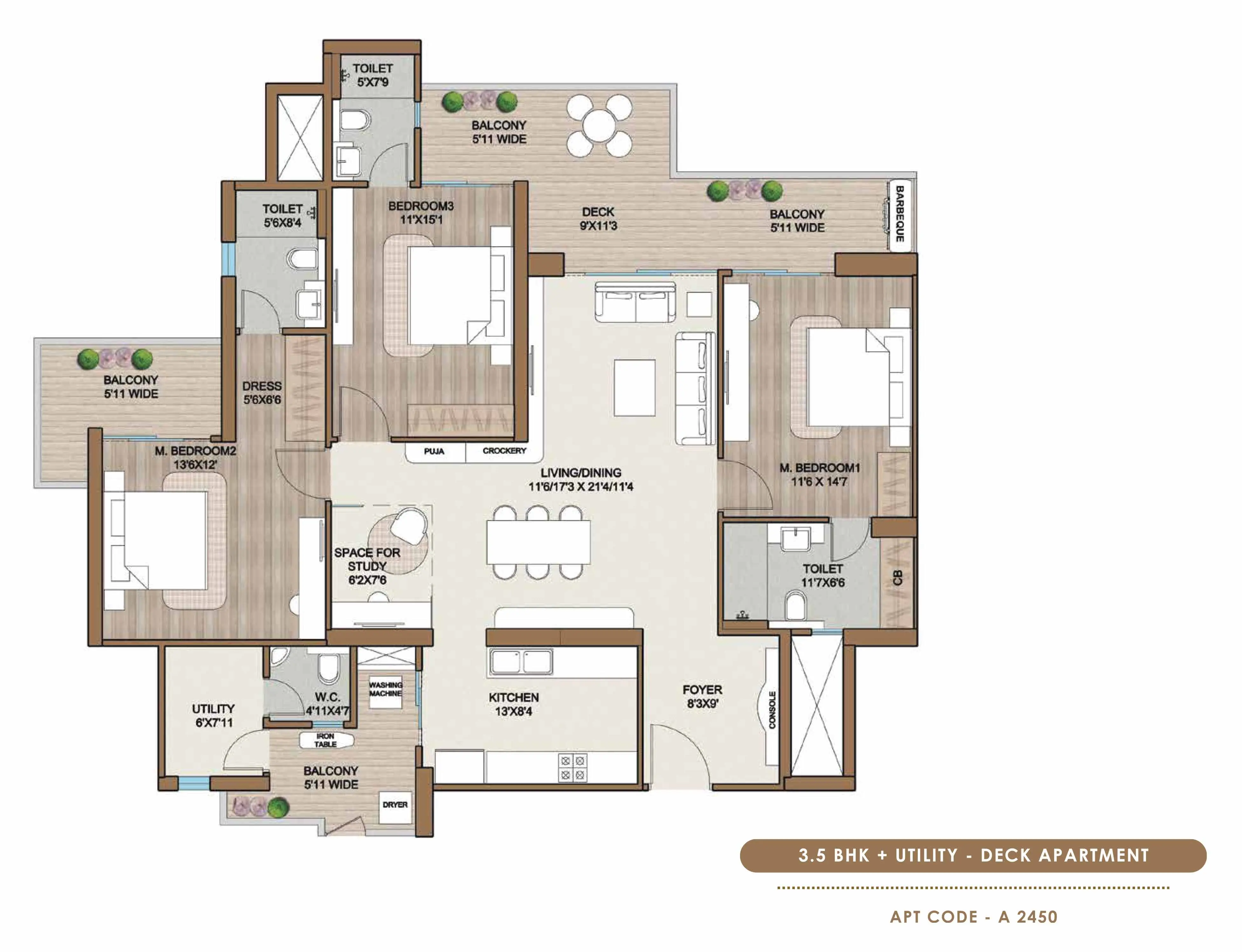 3BHK Floor Plan Of Smartworld One DXP1