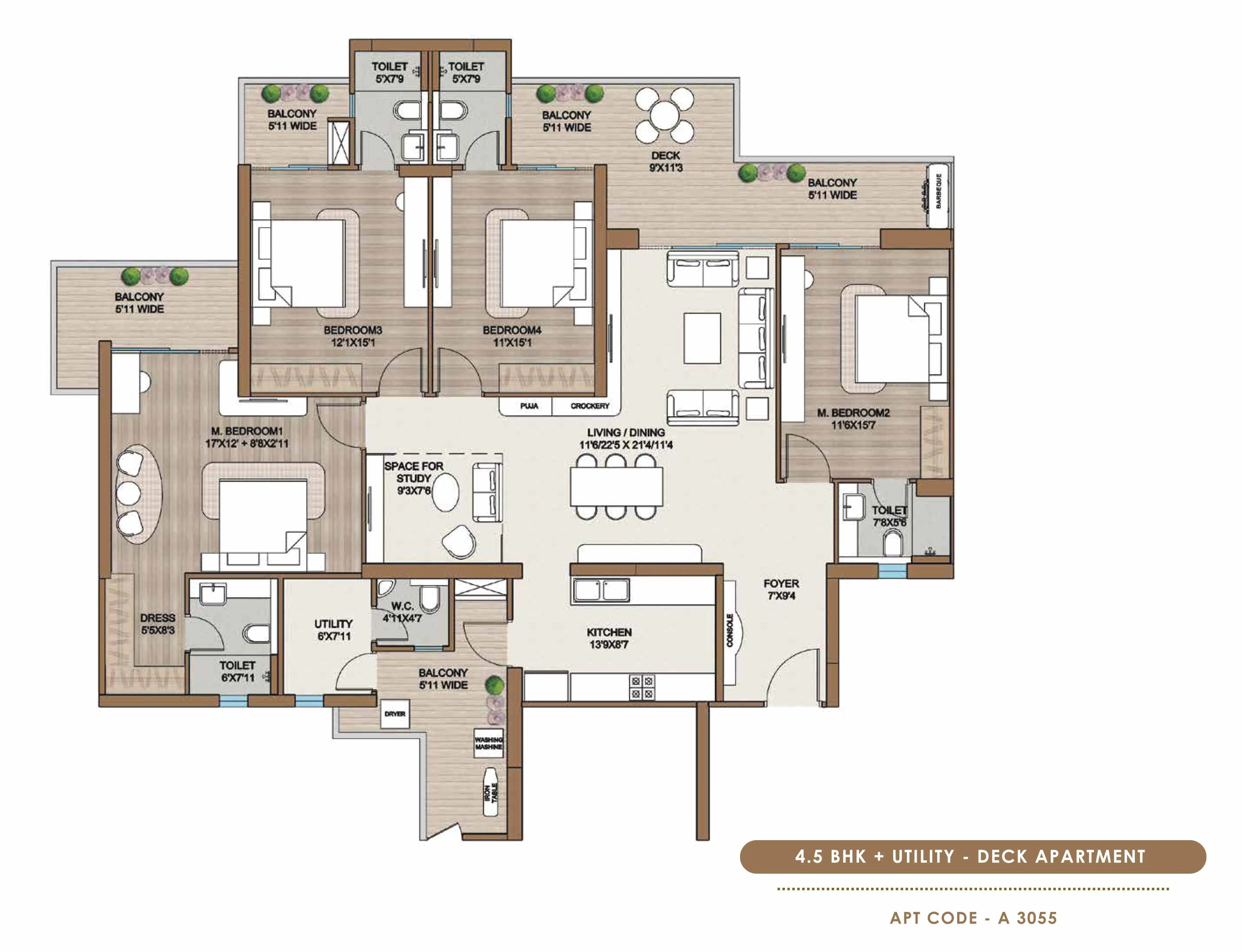4BHK Floor Plan Of Smartworld One DXP2