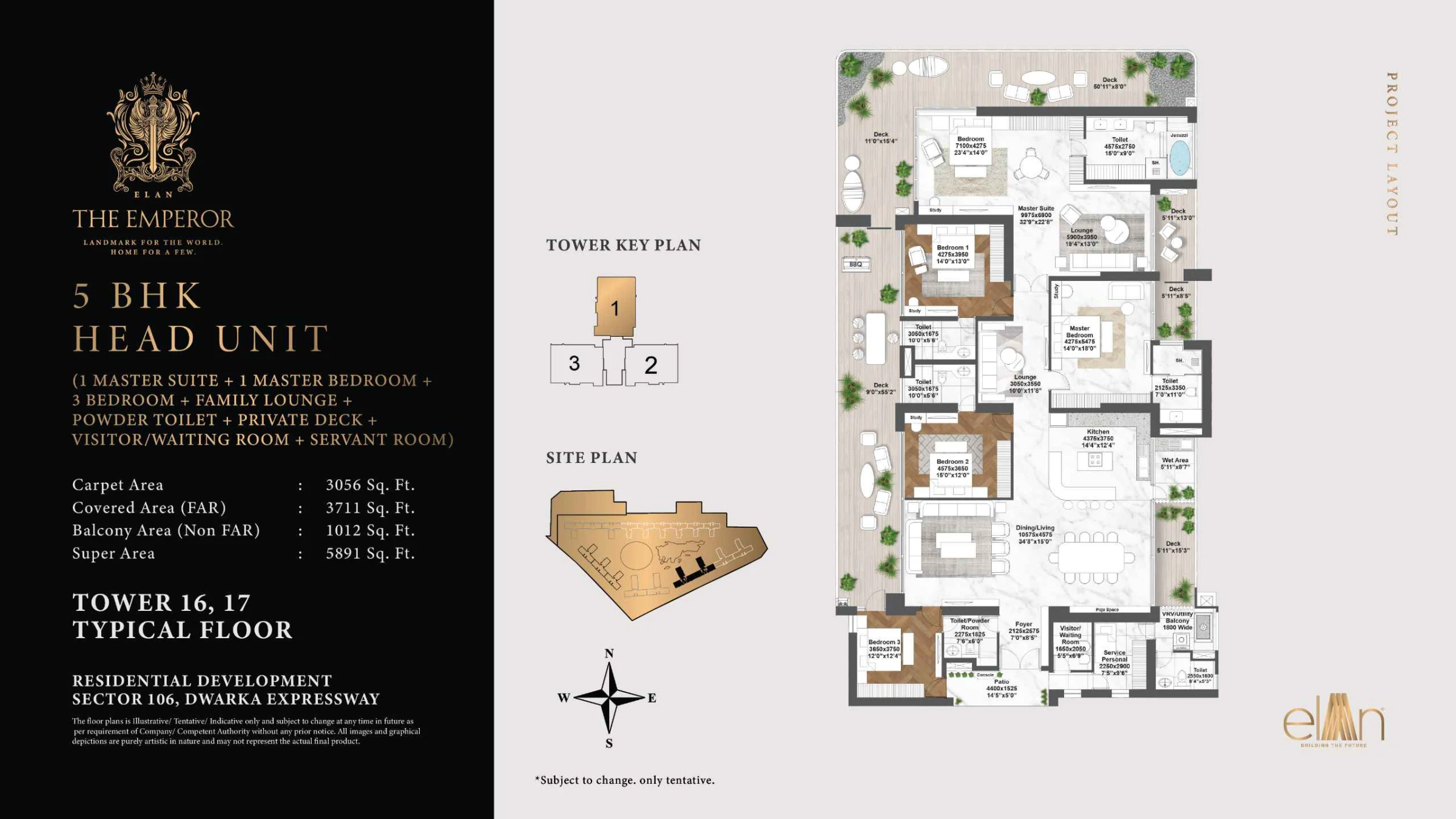 5BHK Floor Plan Of Elan The Emperor2