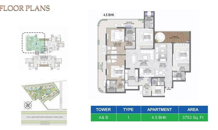 4BHK Floor Plan Of M3M Mansion2