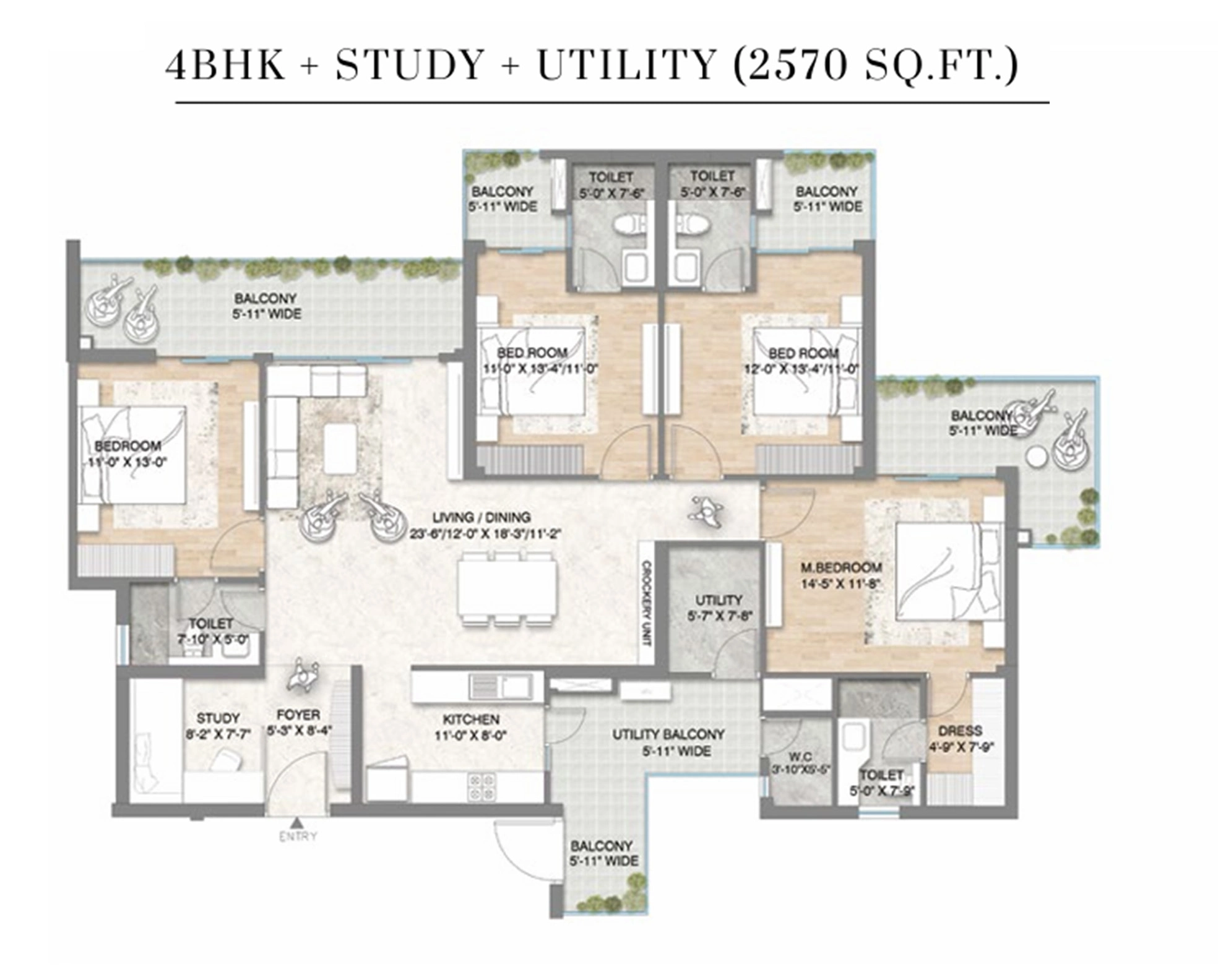 4BHK Floor Plan Of M3M Crown2