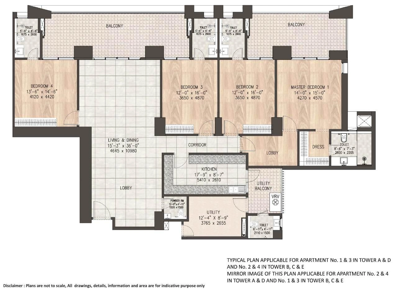 4BHK Floor Plan Of DLF Privana West1