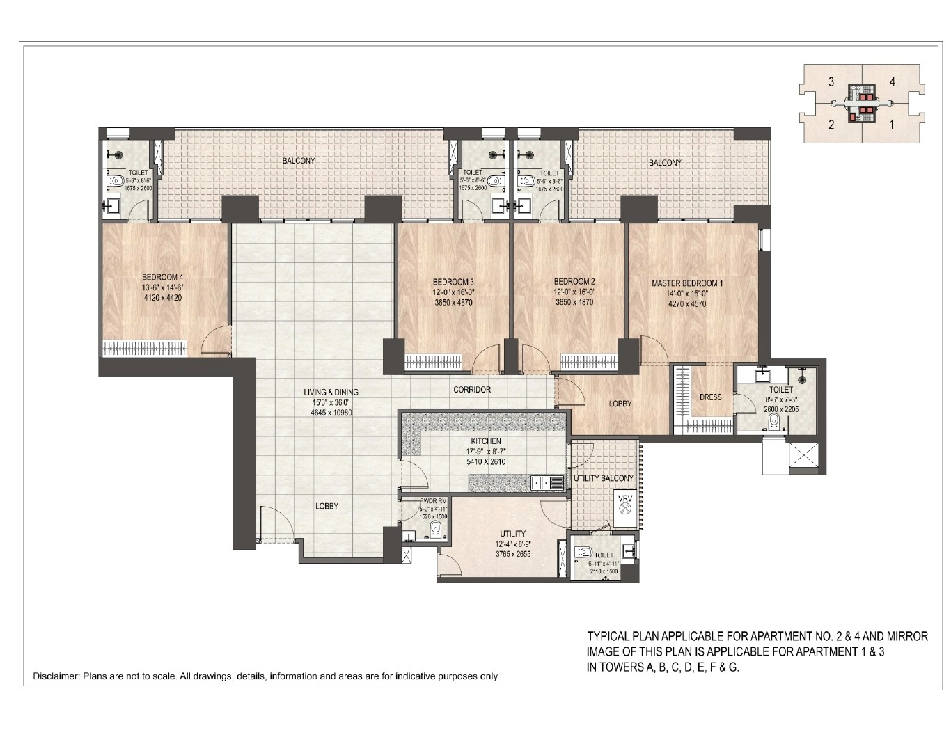 4BHK Floor Plan Of DLF Privana South1