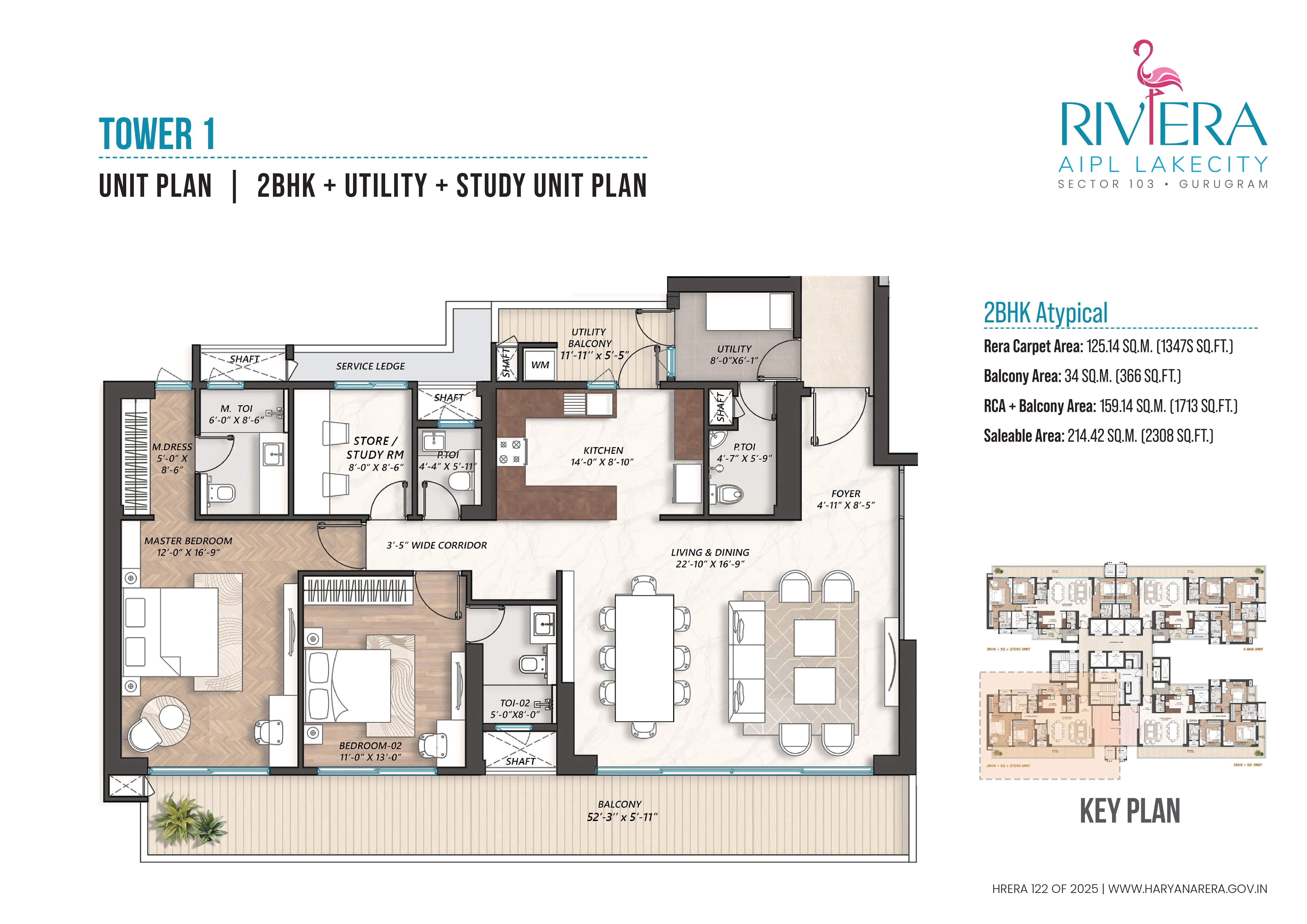 2BHK Floor Plan Of Riviera At AIPL Lakecity1