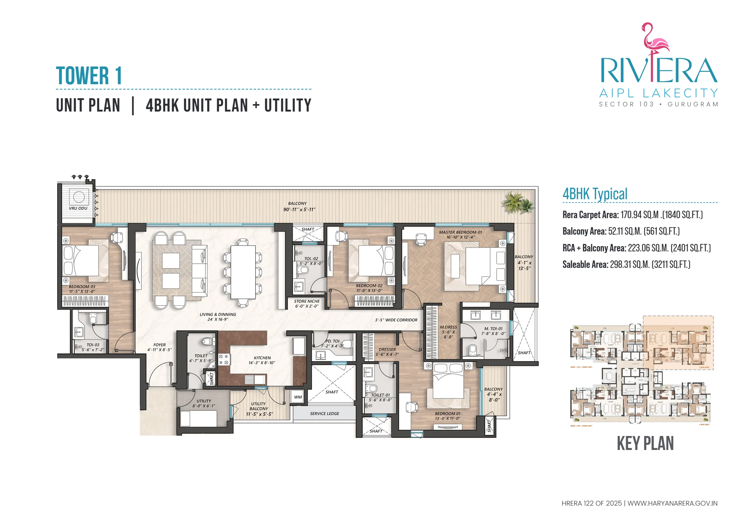 4BHK Floor Plan Of Riviera At AIPL Lakecity3