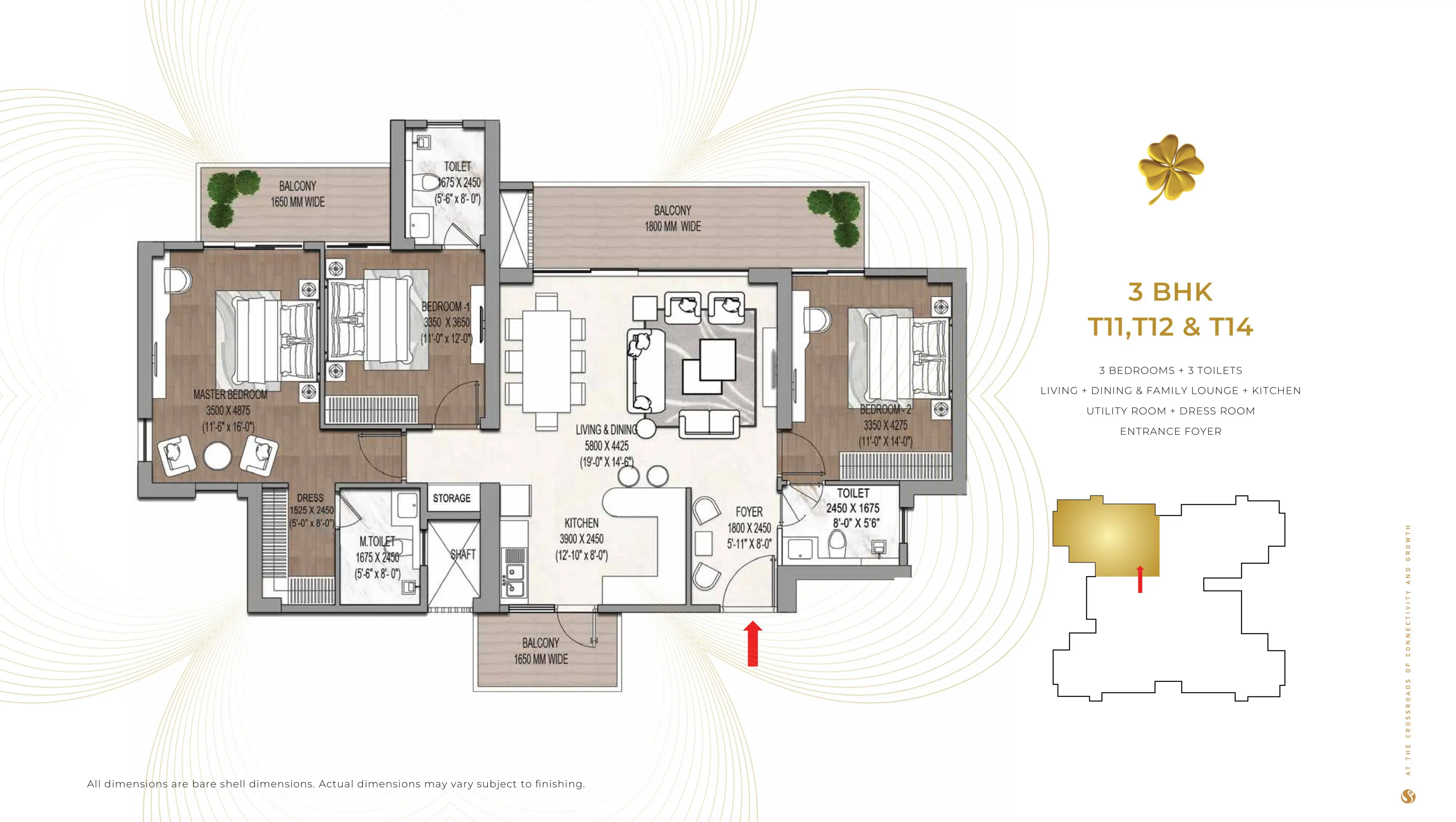3BHK Floor Plan Of Signature Global Cloverdale1