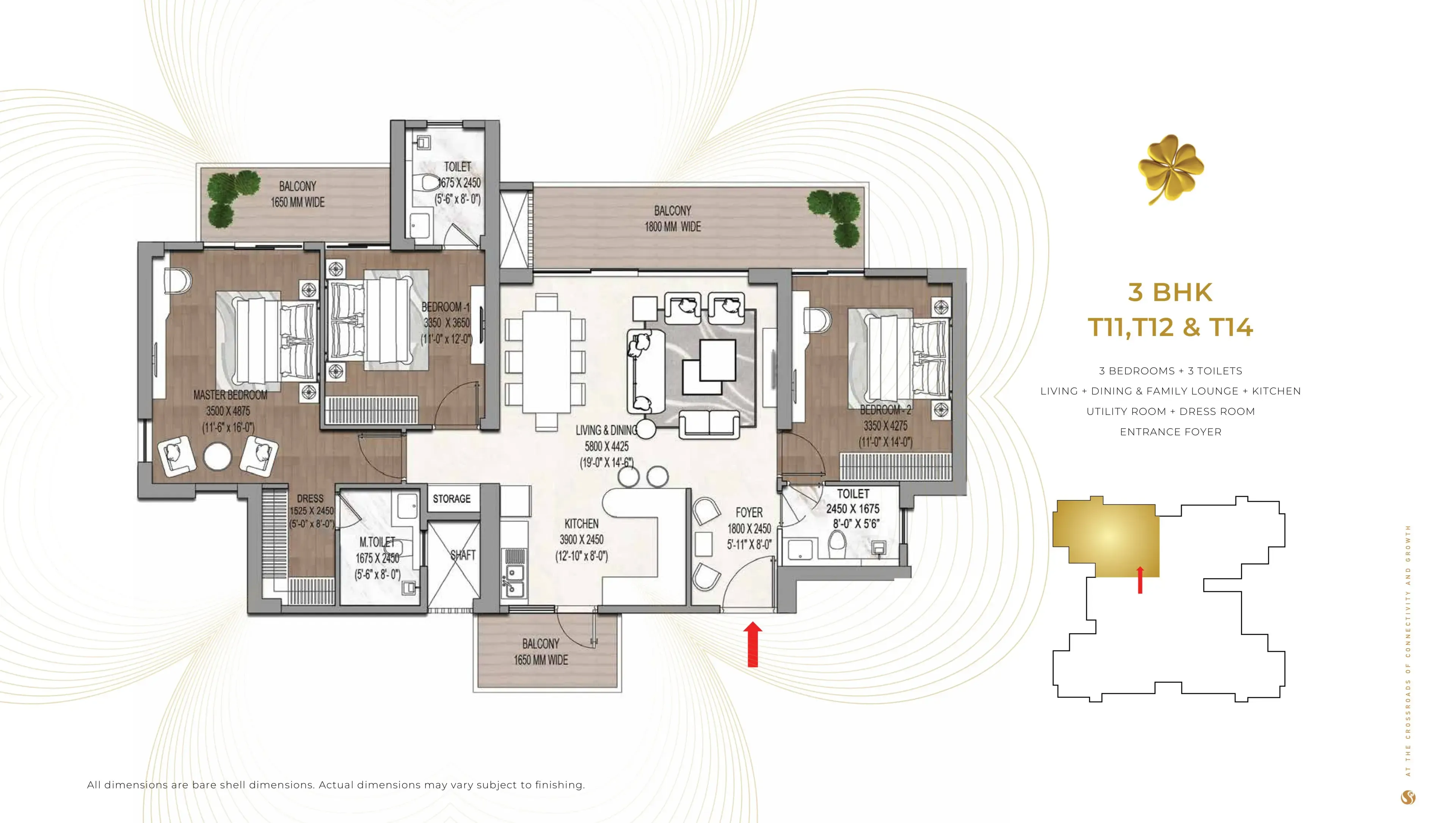 3BHK Floor Plan Of Signature Global Titanium SPR1