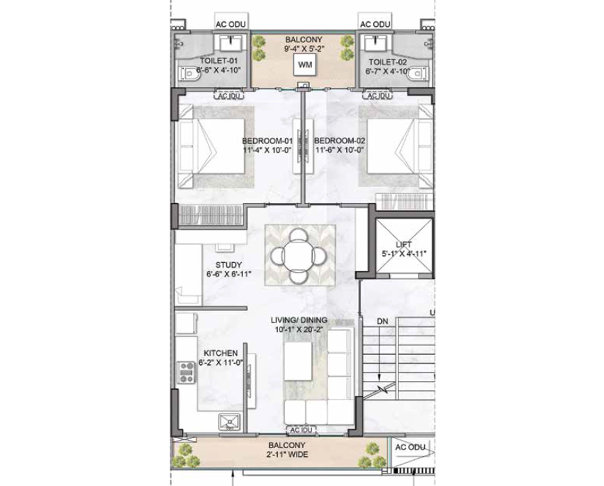 2.5 BHK Floor Plan Of M3M Antalya Hills1