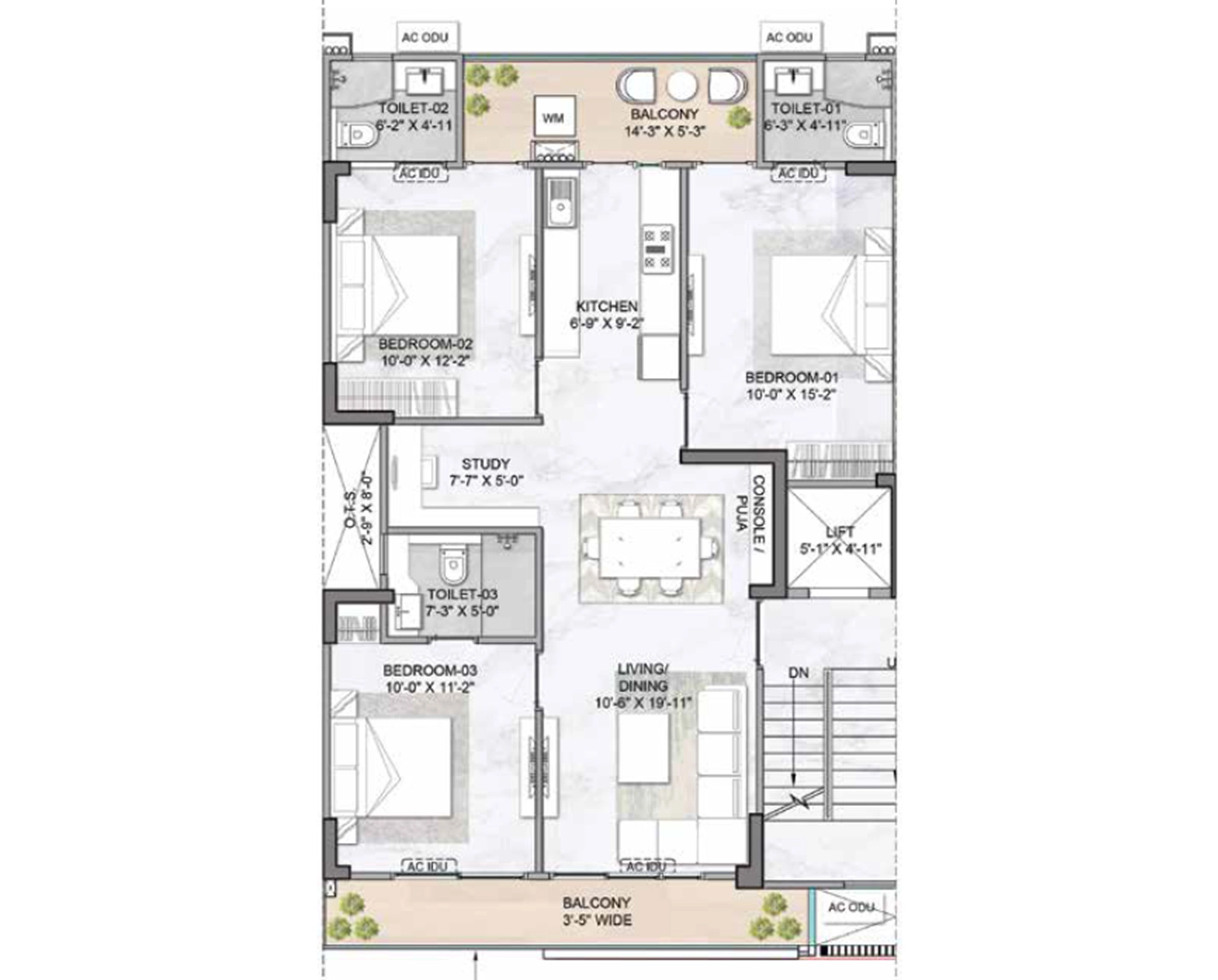 3.5 BHK Floor Plan Of M3M Antalya Hills2