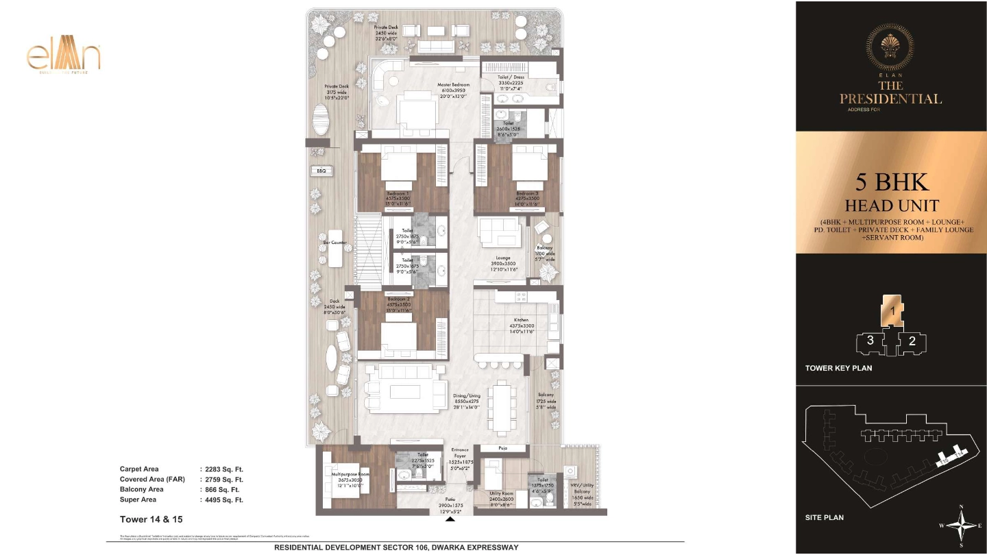 4BHK Floor Plan Of Elan The Presidential2