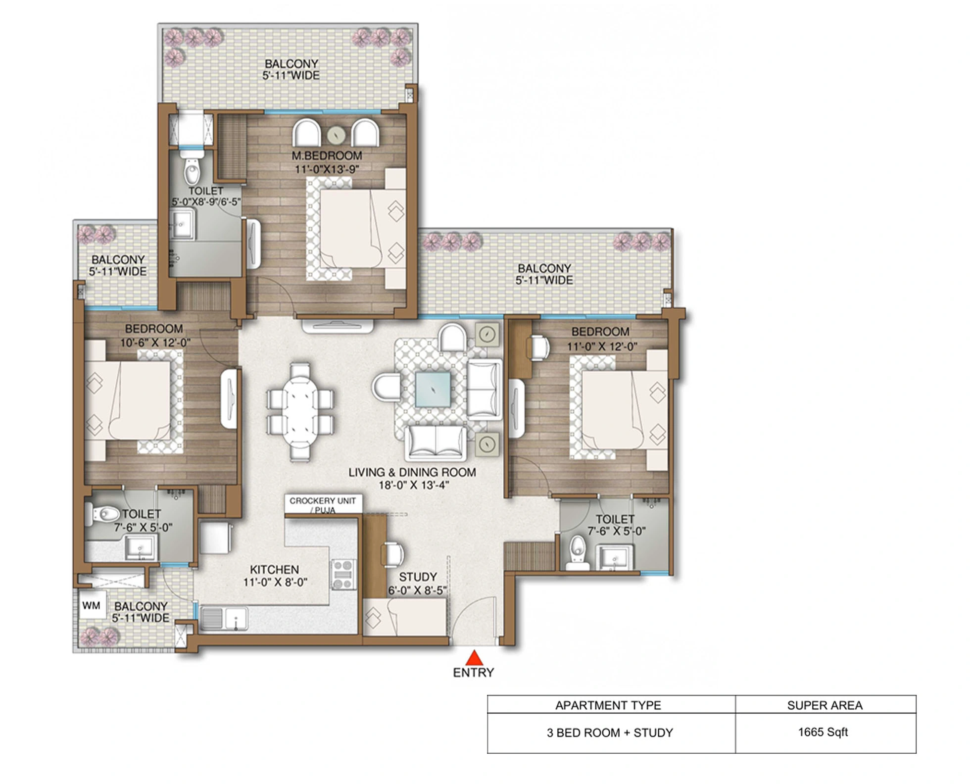 3 BHK Floor Plan Of M3M Capital2