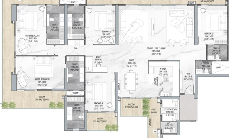 4BHK Floor Plan Of M3M The Cullinan2