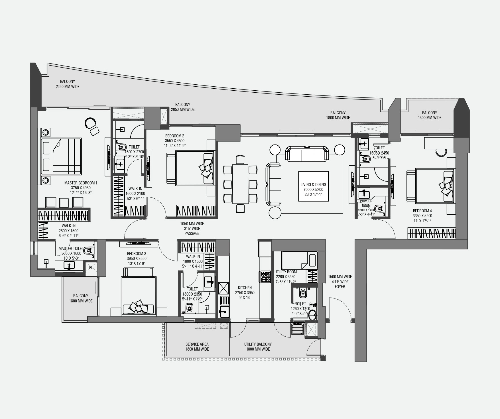 4BHK Floor Plan Of Experion The Trillion2