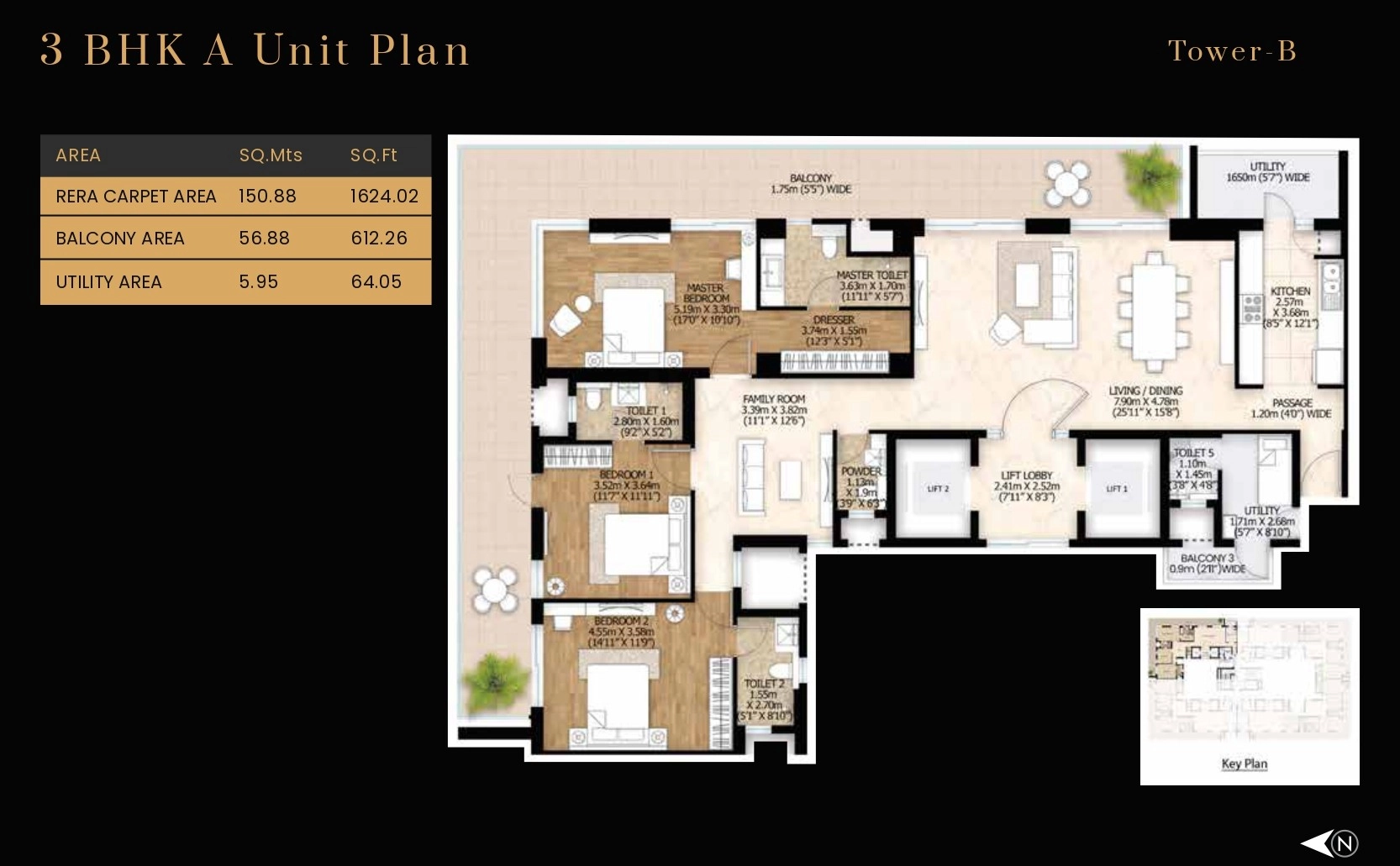 3BHK Floor Plan Of Mahindra Luminare1