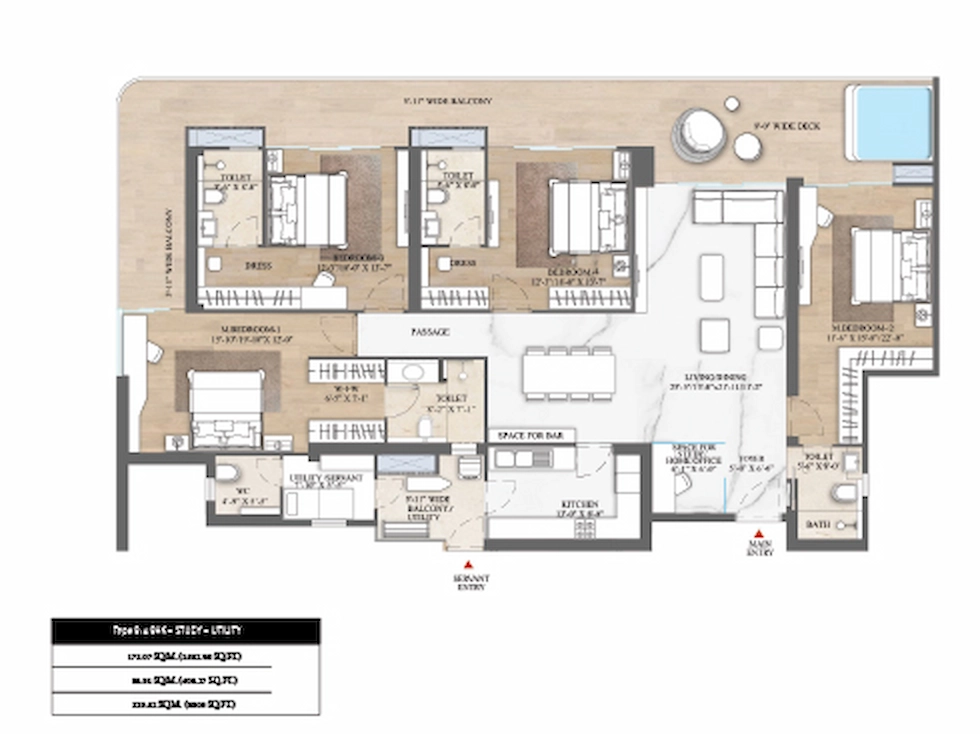 4BHK Floor Plan Of Smartworld The Edition2