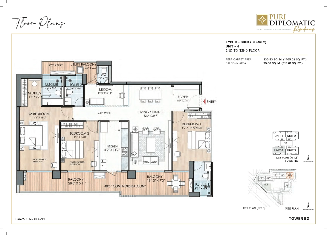 4BHK Floor Plan Of Puri Diplomatic Residences2