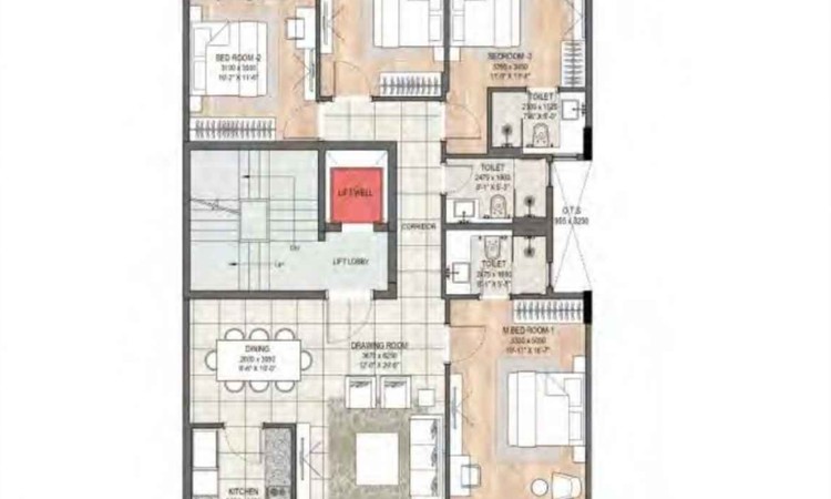 4BHK Floor Plan Of DLF The Grove1