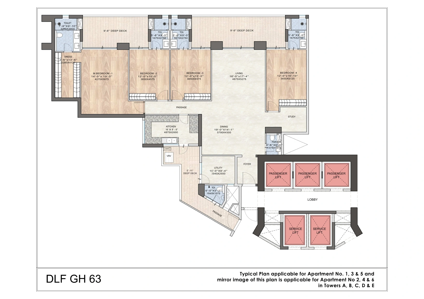 4BHK Floor Plan Of DLF The Arbour1