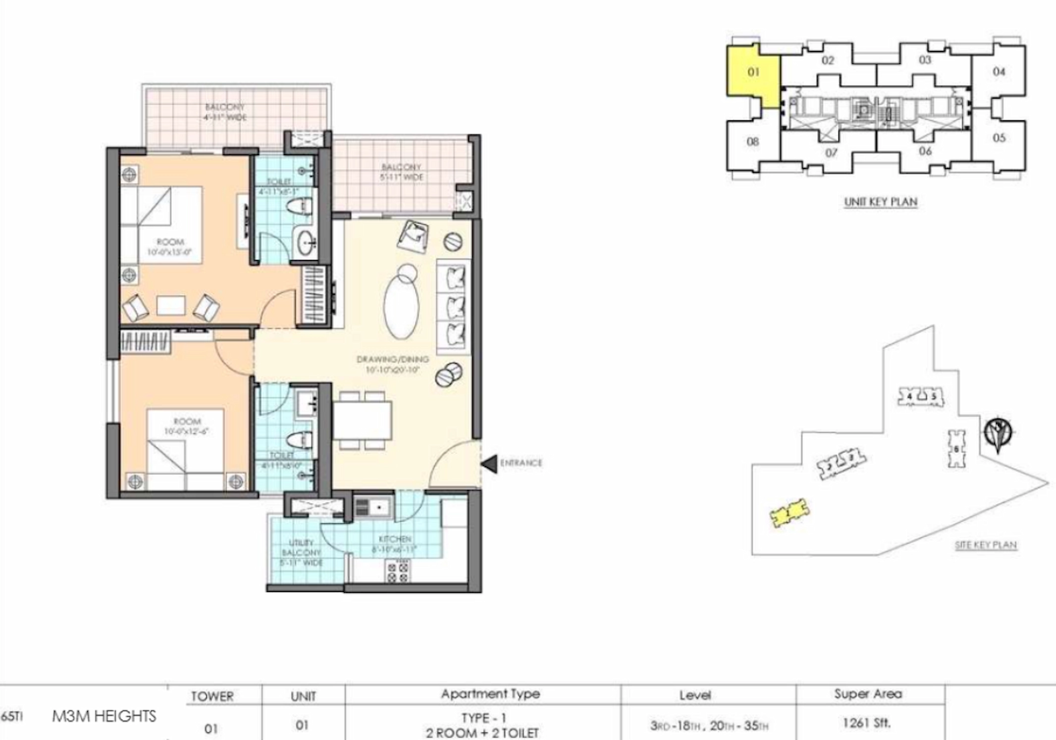 2BHK Floor Plan Of M3M Heights1