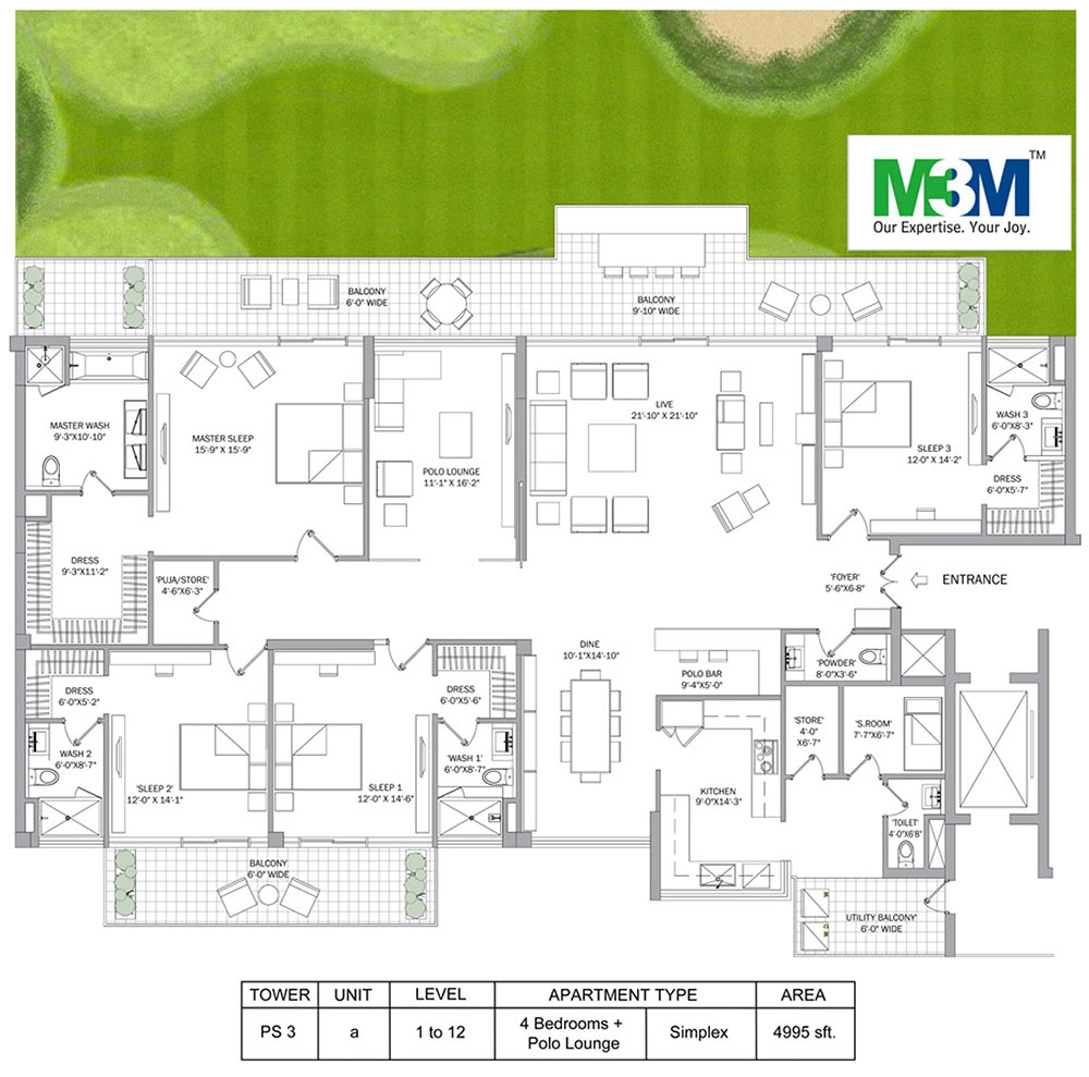 4BHK Floor Plan Of M3M Polo Suites2