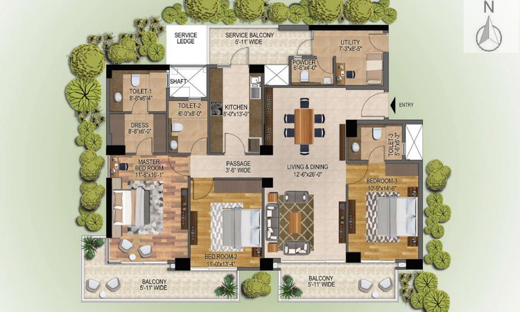 3BHK Floor Plan Of M3M Merlin1