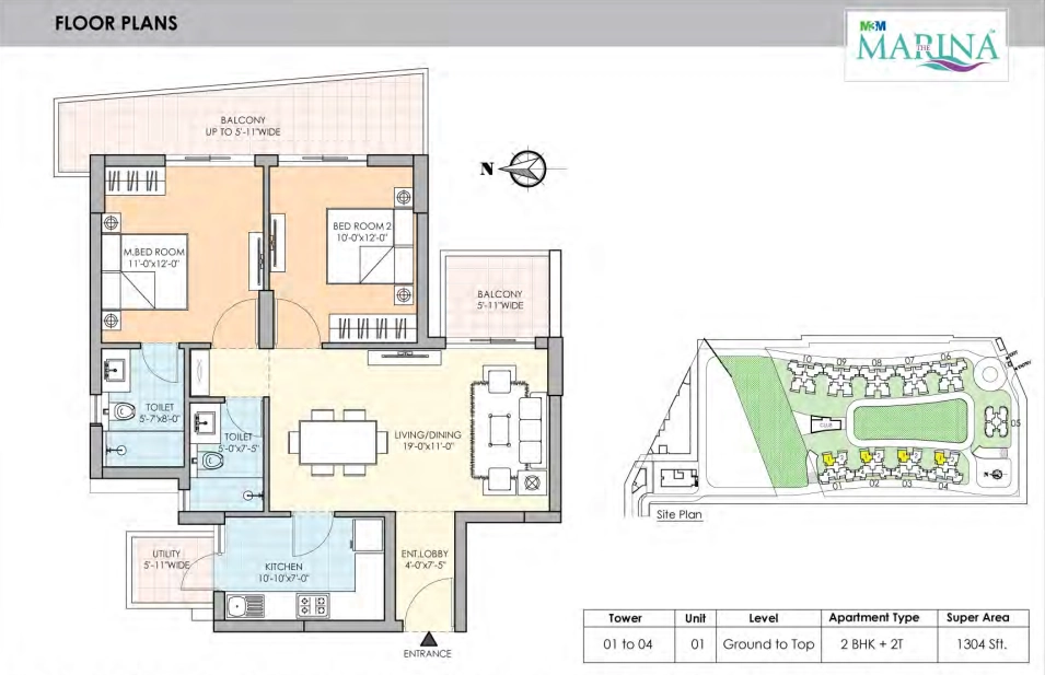 2BHK Floor Plan Of M3M The Marina1