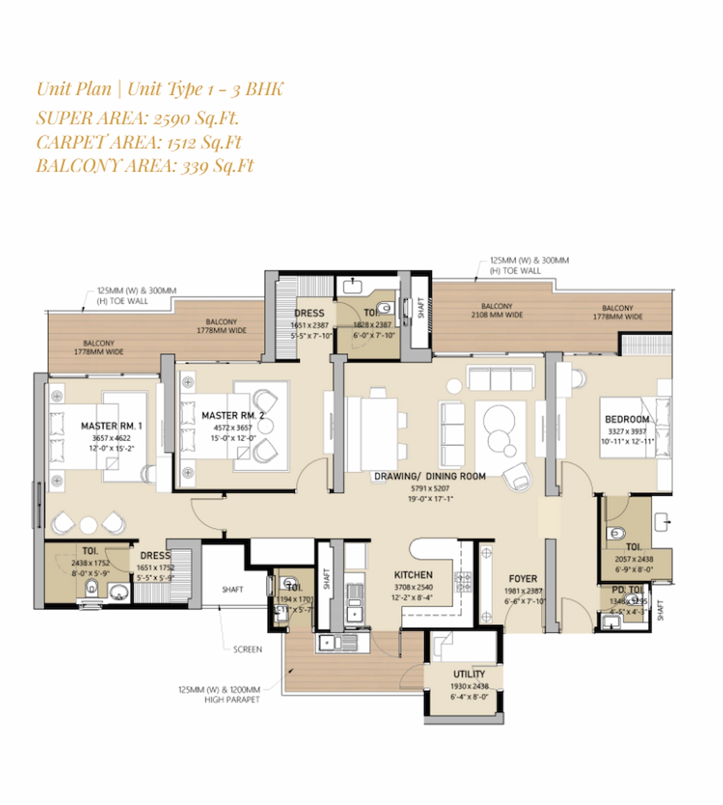3BHK Floor Plan Of Navraj The Kingstown Heights1