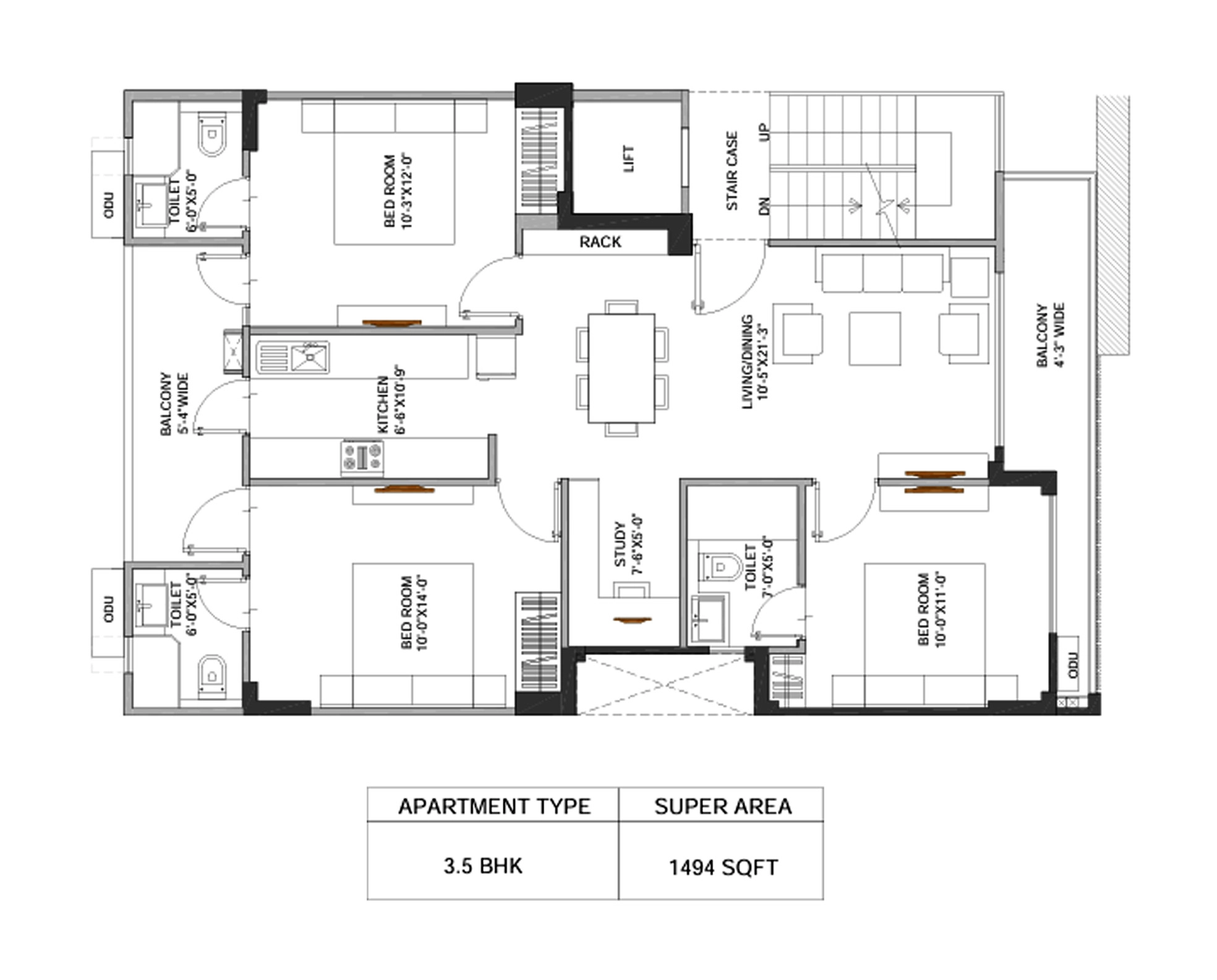 3.5 BHK Floor Plan Of M3M Soulitude4