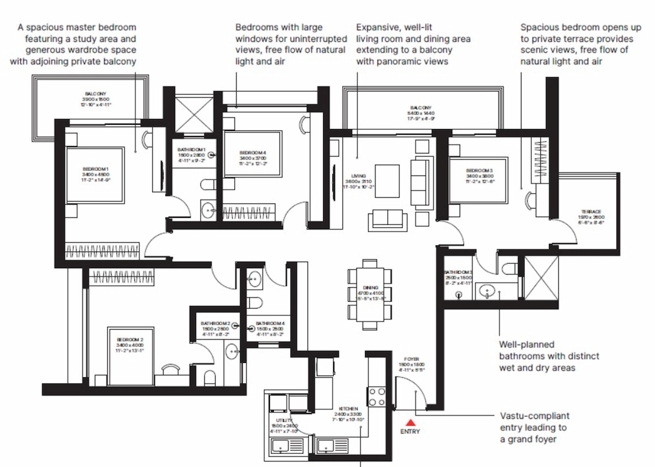 4 BHK Floor Plan Of Sobha Crescent2