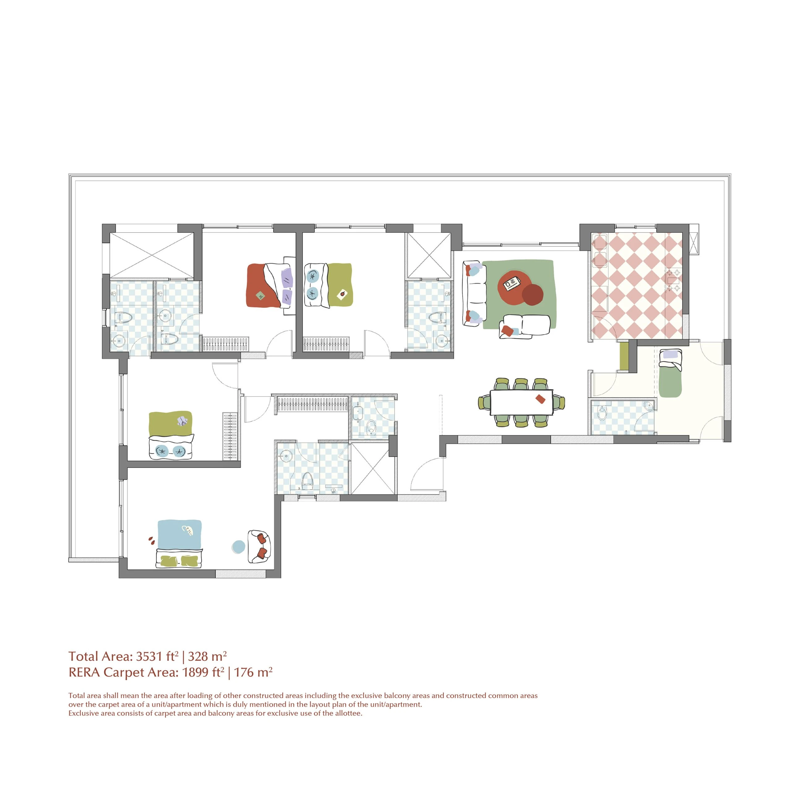 4 BHK Floor Plan Of Max Estate 3602