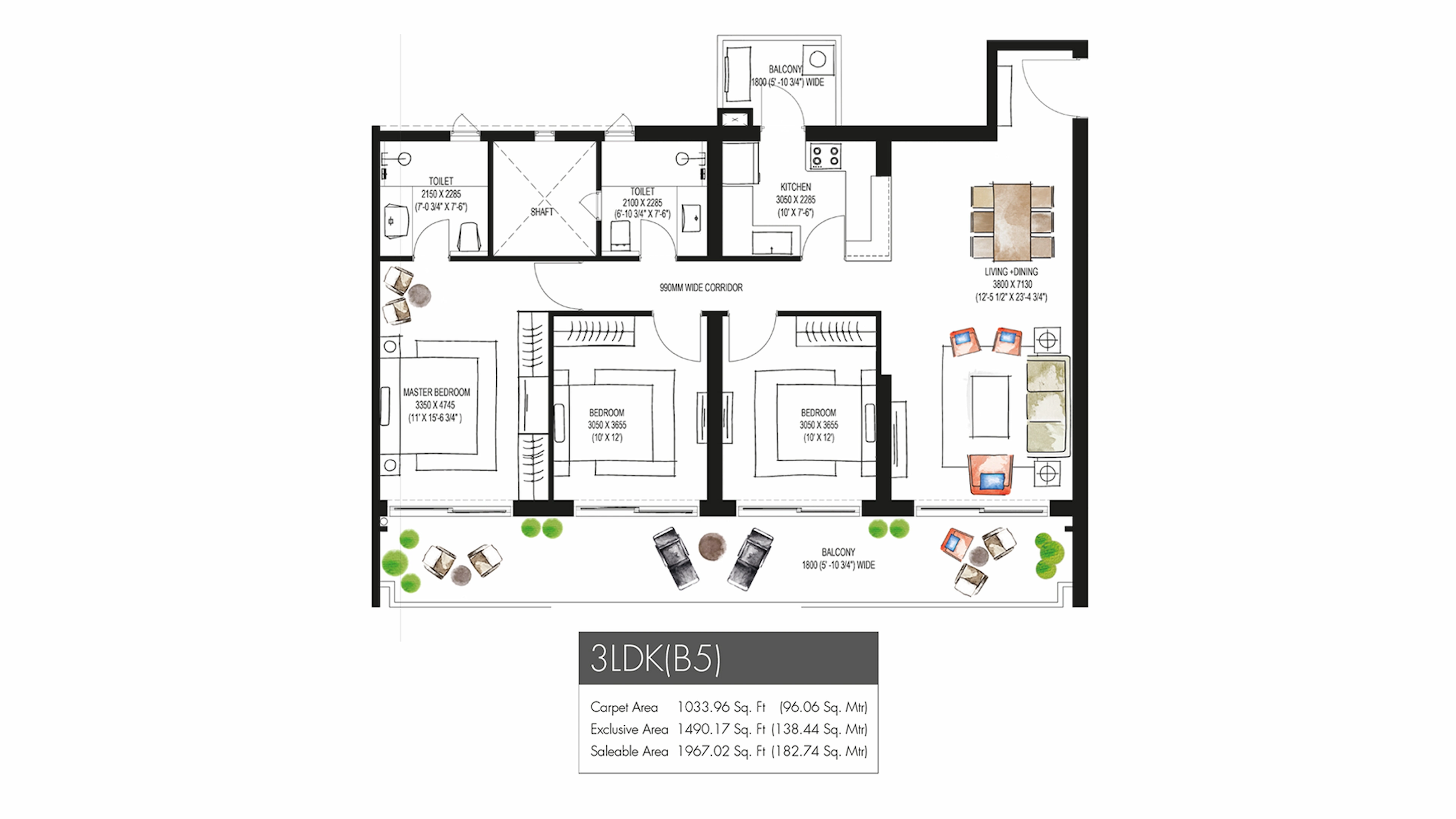 3 BHK Floor Plan Of Krisumi Waterfall Residences2