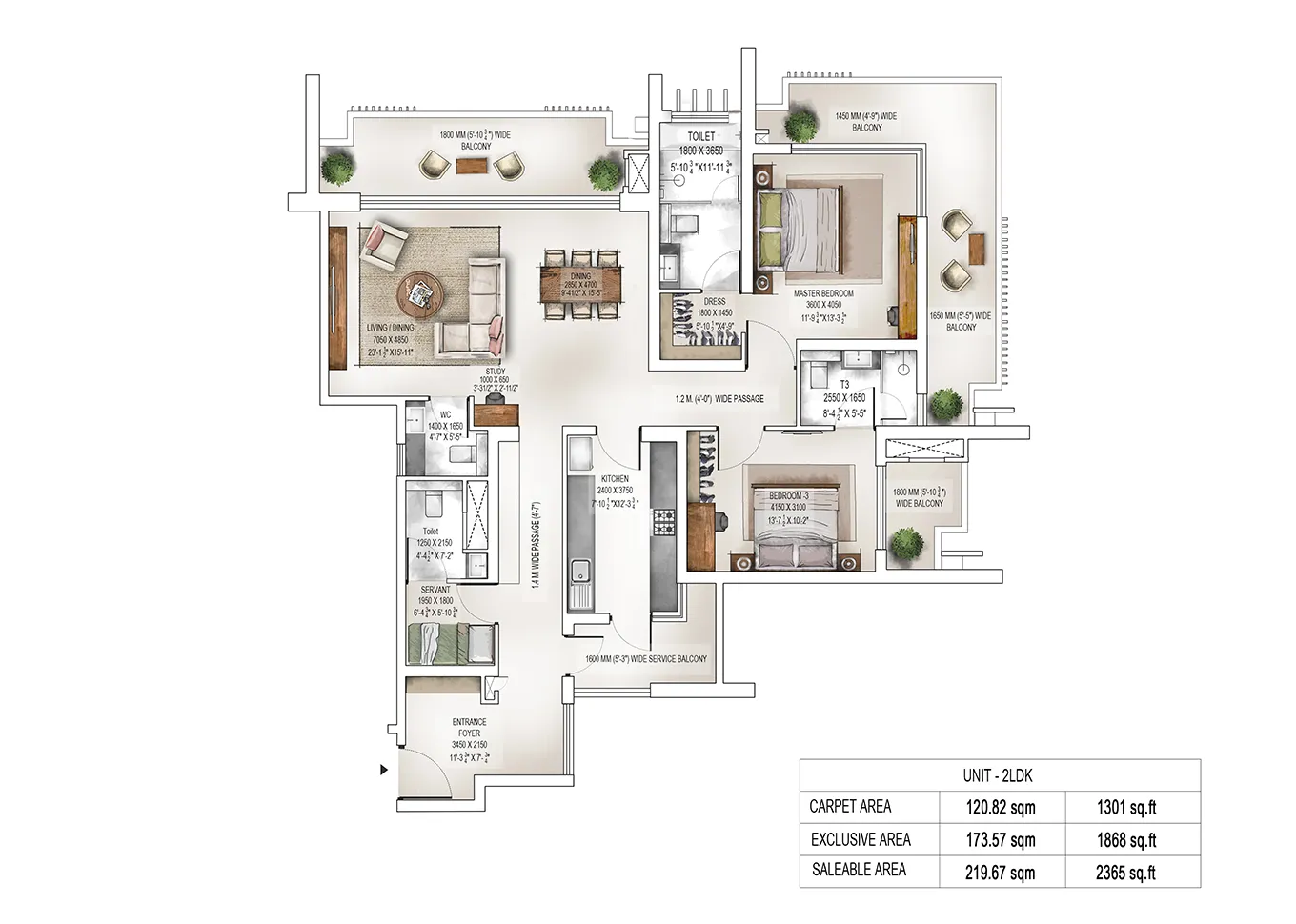 2 BHK Floor Plan Of Krisumi Waterside Residences1