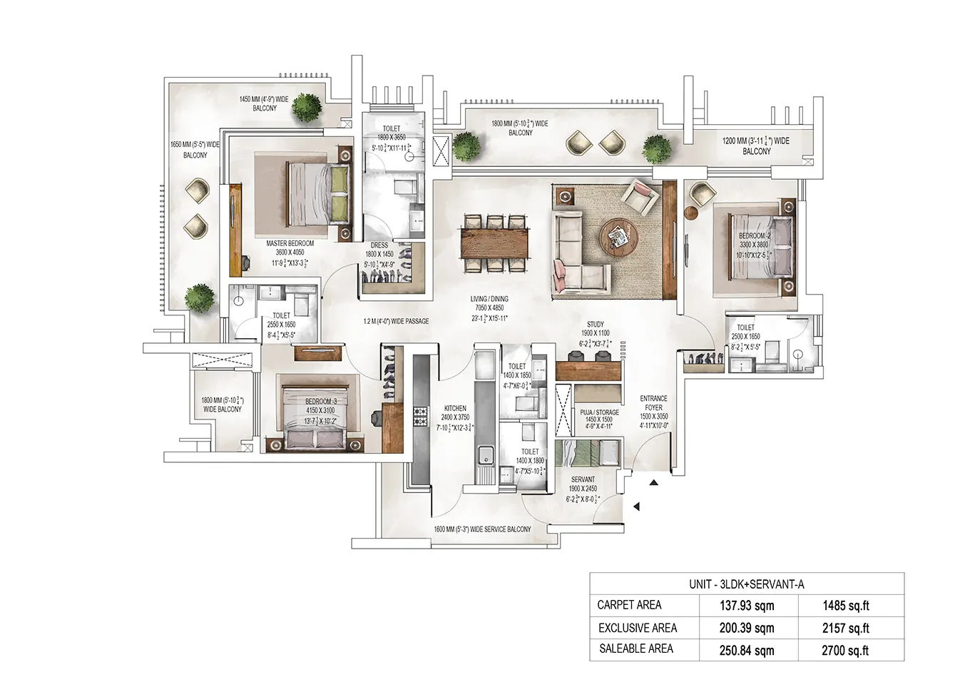 3 BHK Floor Plan Of Krisumi Waterside Residences2