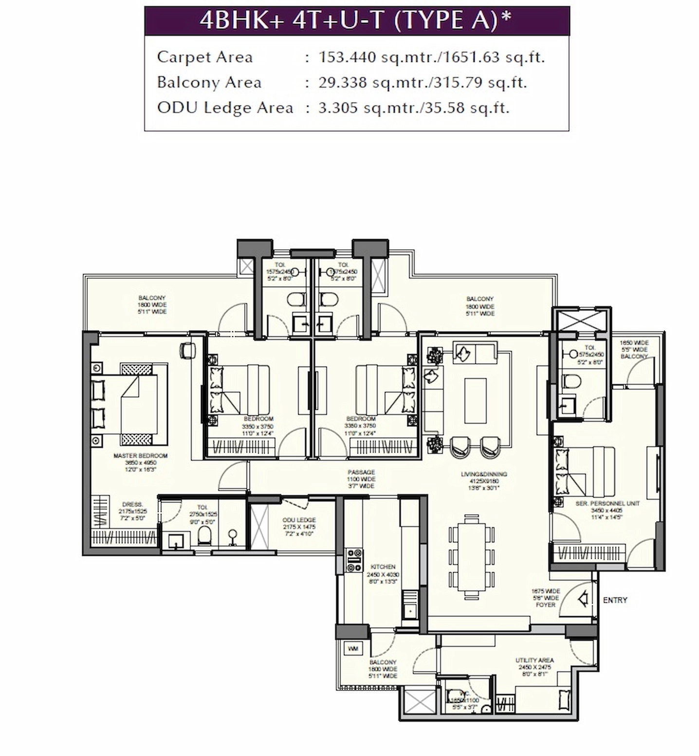 4 BHK Floor Plan Of Emaar Urban Ascent2