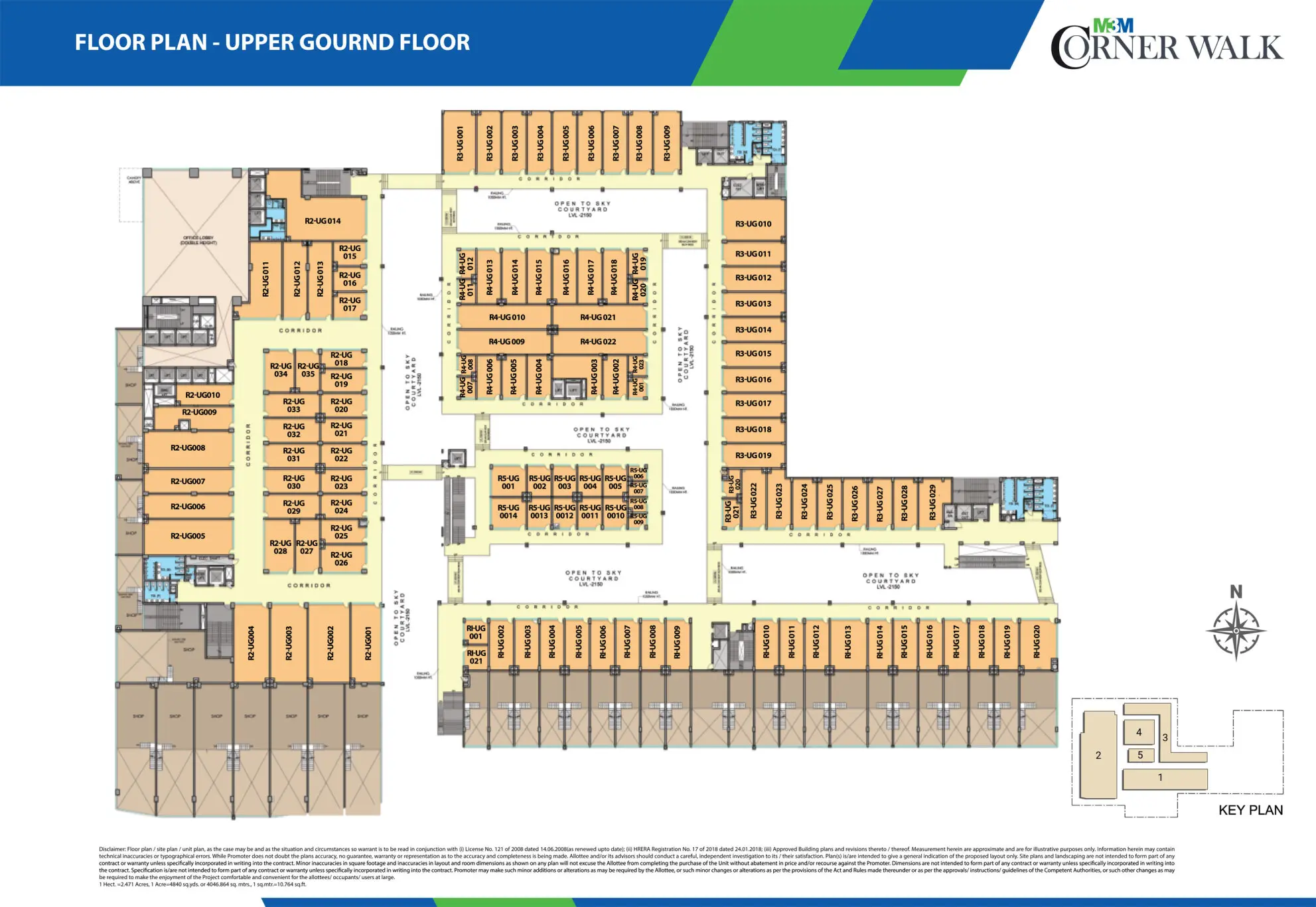 Upper Ground Floor Plan Of M3M Corner Walk3